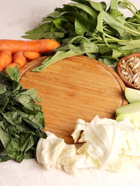 Fresh ingredients on wooden board